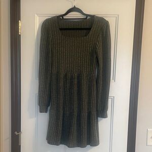 Ribbed Knit Long Sleeve Dress